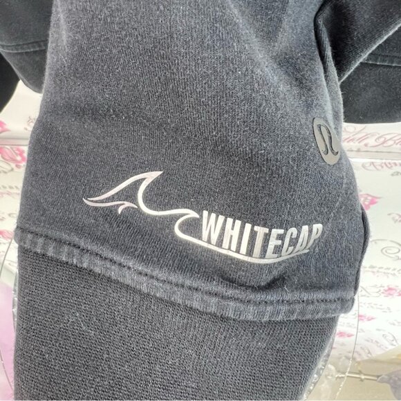 lululemon athletica sweater zip up white cap pockets Black hoodie hooded - Picture 9 of 11